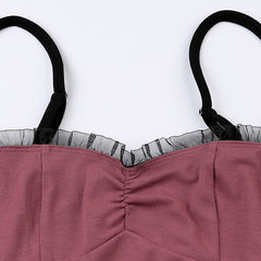 Vintage Lace Letter Print Tank Top - fairypeony