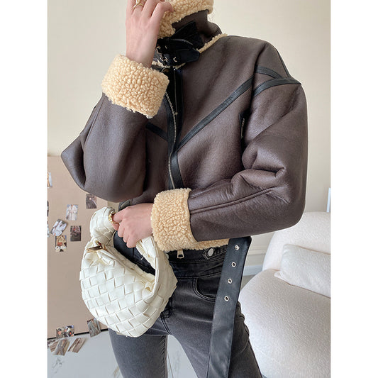 Lamb Wool Motorcycle Street Jacket, , women clothing, lamb-wool-motorcycle-street-jacket, , fairypeony