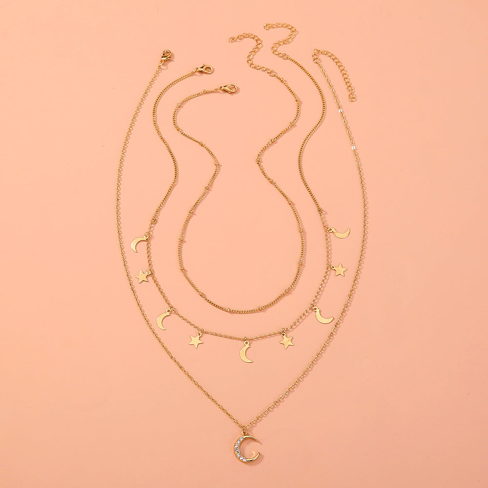 Star and Moon Necklace, , women clothing, star-and-moon-necklace, , fairypeony