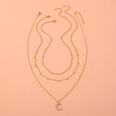 Star and Moon Necklace, , women clothing, star-and-moon-necklace, , fairypeony