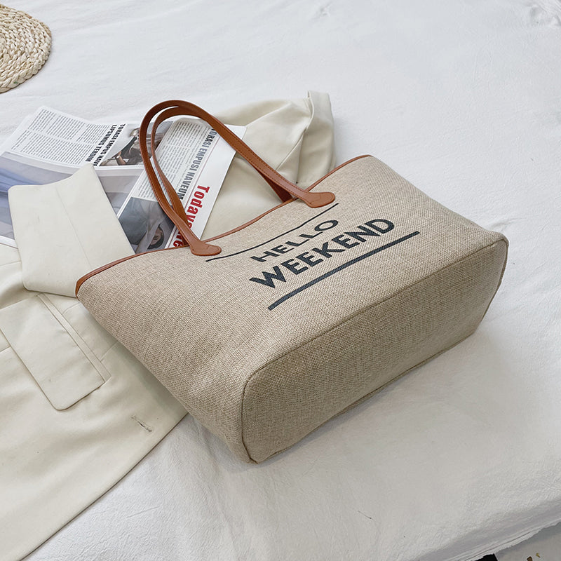 Canvas Fashion Printed Letters Large Capacity Shoulder Bag, , women clothing, canvas-fashion-printed-letters-large-capacity-shoulder-bag, , fairypeony