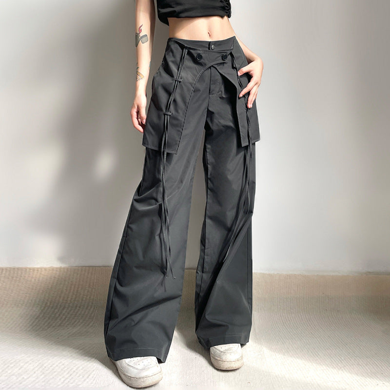 Patchwork Baggy Parachute Cargo Pants - fairypeony