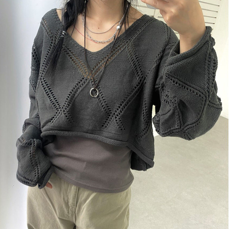 Knit Crochet Crop Sweater - fairypeony