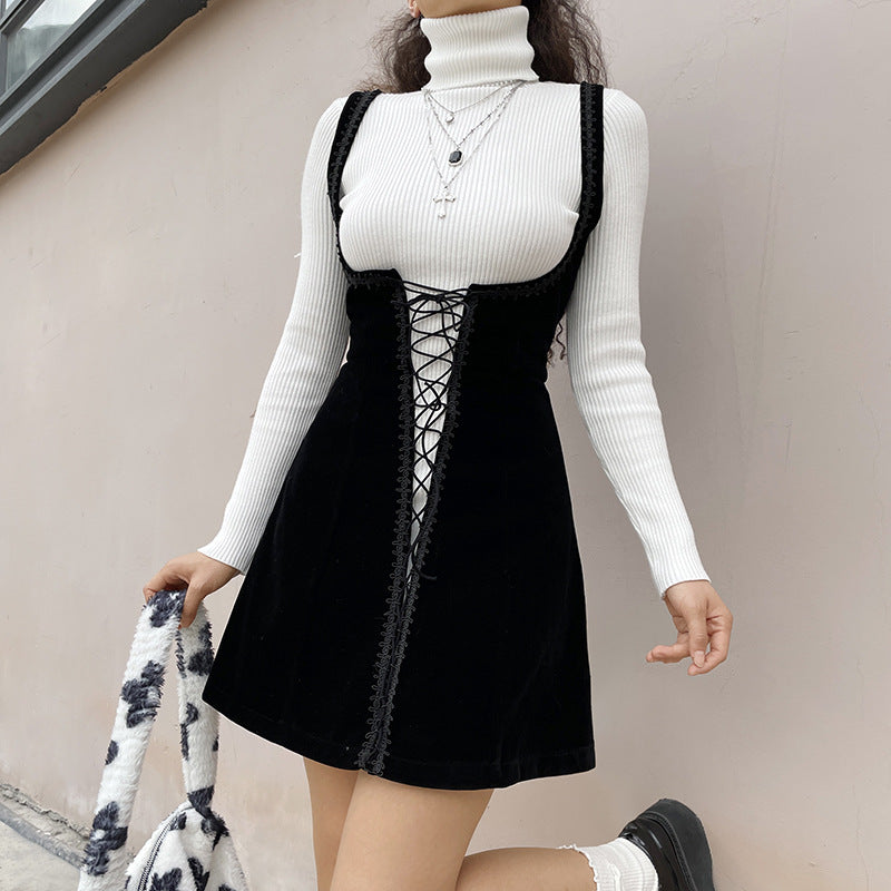 Solid Color Vest Strap Slimming Chest Strap Dress, , women clothing, solid-color-vest-strap-slimming-chest-strap-dress, , fairypeony