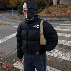 Simple Solid Color Zip Up Puffer Jacket - fairypeony