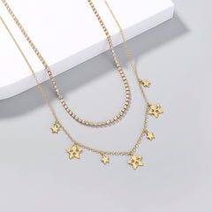 Stars White Diamonds Multiple Necklaces, , women clothing, stars-white-diamonds-multiple-necklaces, , fairypeony