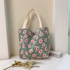 Corduroy Tote Lunch Handle Bag, , women clothing, corduroy-tote-lunch-handle-bag, , fairypeony