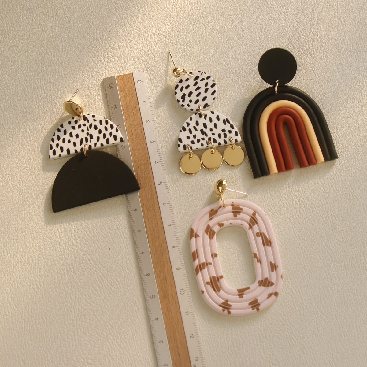 Body Clay Texture Lacquered Acrylic Earrings, , women clothing, body-clay-texture-lacquered-acrylic-earrings, , fairypeony