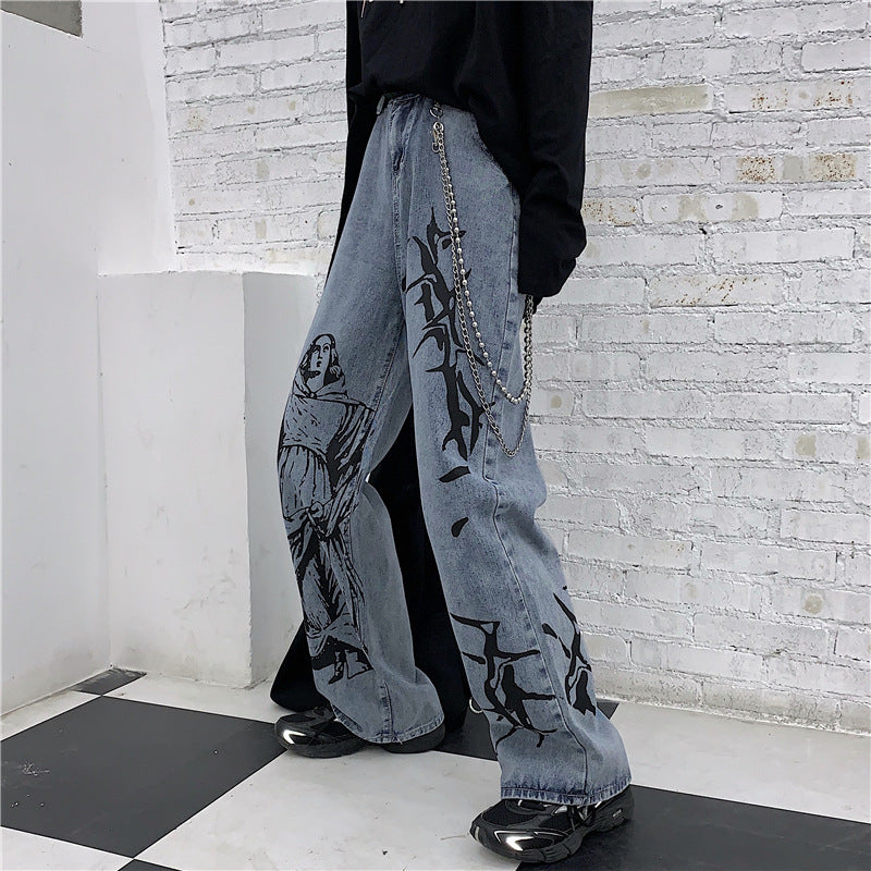 Hip Hop Retro Washed Jeans, , women clothing, hip-hop-retro-washed-jeans, , fairypeony