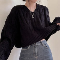 Cable Knit V-Neck Sweater, , women clothing, cable-knit-v-neck-sweater, , fairypeony