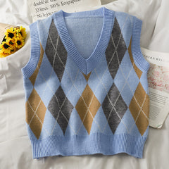High School Crush Argyle Vest, , women clothing, high-school-crush-argyle-vest, Argyle, crush, highschool, vest, fairypeony