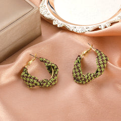 Vintage French Fabric Houndstooth Earrings, , women clothing, vintage-french-fabric-houndstooth-earrings, , fairypeony