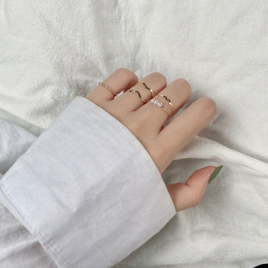 Simple Wavy Ring Five-Piece Set, , women clothing, simple-wavy-ring-five-piece-set, , fairypeony