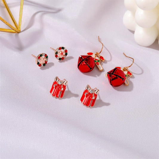 Christmas Three-Piece Santa Claus Bell Earrings, , women clothing, christmas-three-piece-santa-claus-bell-earrings, , fairypeony