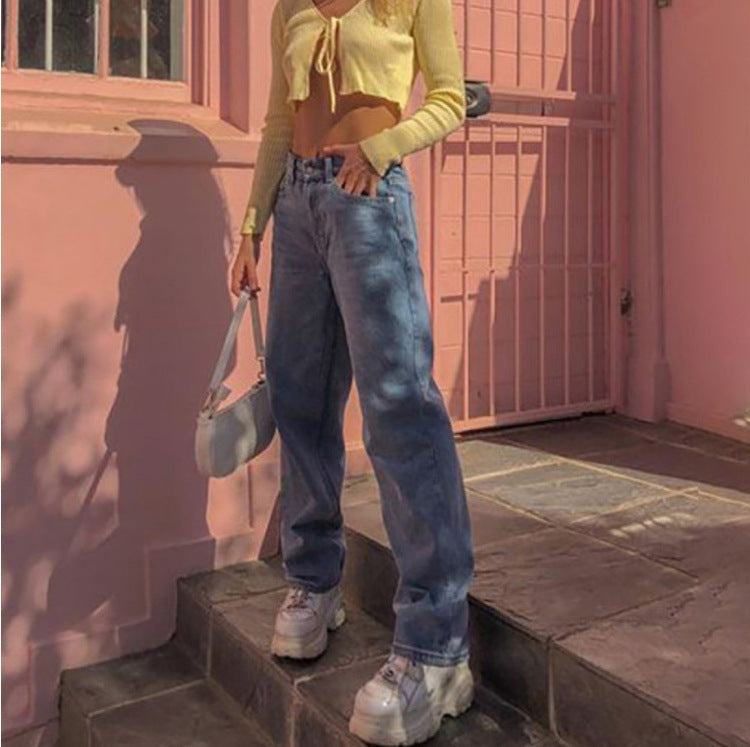 High Waist Loose Wide Leg Jeans, , women clothing, high-waist-loose-wide-leg-jeans, , fairypeony