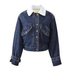 Fleece Lined Button Up Denim Jacket, , women clothing, fleece-lined-button-up-denim-jacket, , fairypeony