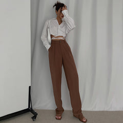 High Waist Loose Straight Drape Mopping Trousers, , women clothing, high-waist-loose-straight-drape-mopping-trousers, , fairypeony