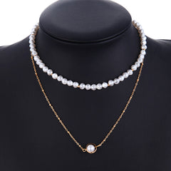 Simple Temperament Double-layer Pearl Clavicle Chain, , women clothing, simple-temperament-double-layer-pearl-clavicle-chain, , fairypeony