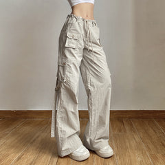 Washed Pocket Solid Cargo Pants, , women clothing, washed-pocket-solid-cargo-pants, , fairypeony