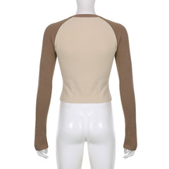 Raglan Sleeve Star Patch Knit Crop Top - fairypeony