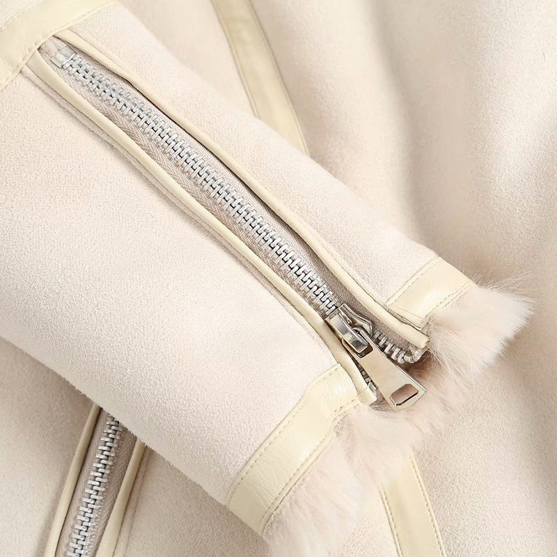 Fur Jacket With Lamb Hair Belt, , women clothing, fur-jacket-with-lamb-hair-belt, , fairypeony