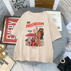 The Mushroom Fan Club T-shirt, , women clothing, the-mushroom-fan-club-t-shirt, khaki, L, M, S, white, XL, XXL, XXXL, fairypeony