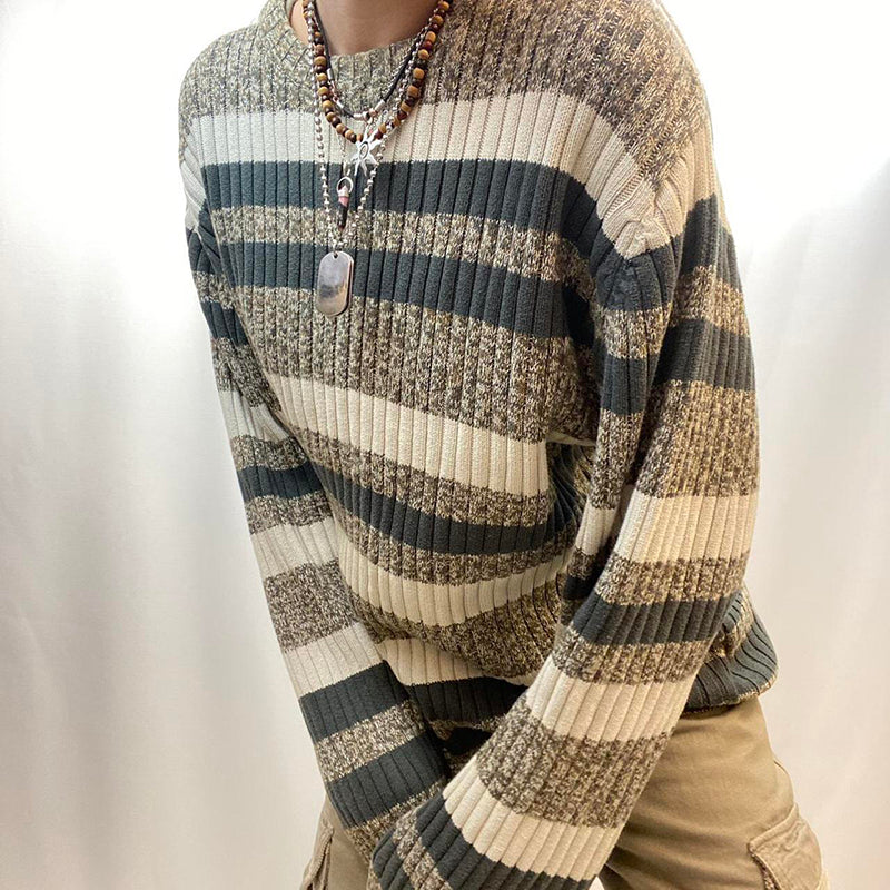 90s Cozy Striped Downtown Sweater - fairypeony