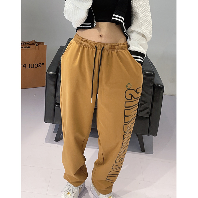 Vintage Letter Graphic Black Baggy Sweatpants, , women clothing, vintage-letter-graphic-black-baggy-sweatpants, , fairypeony