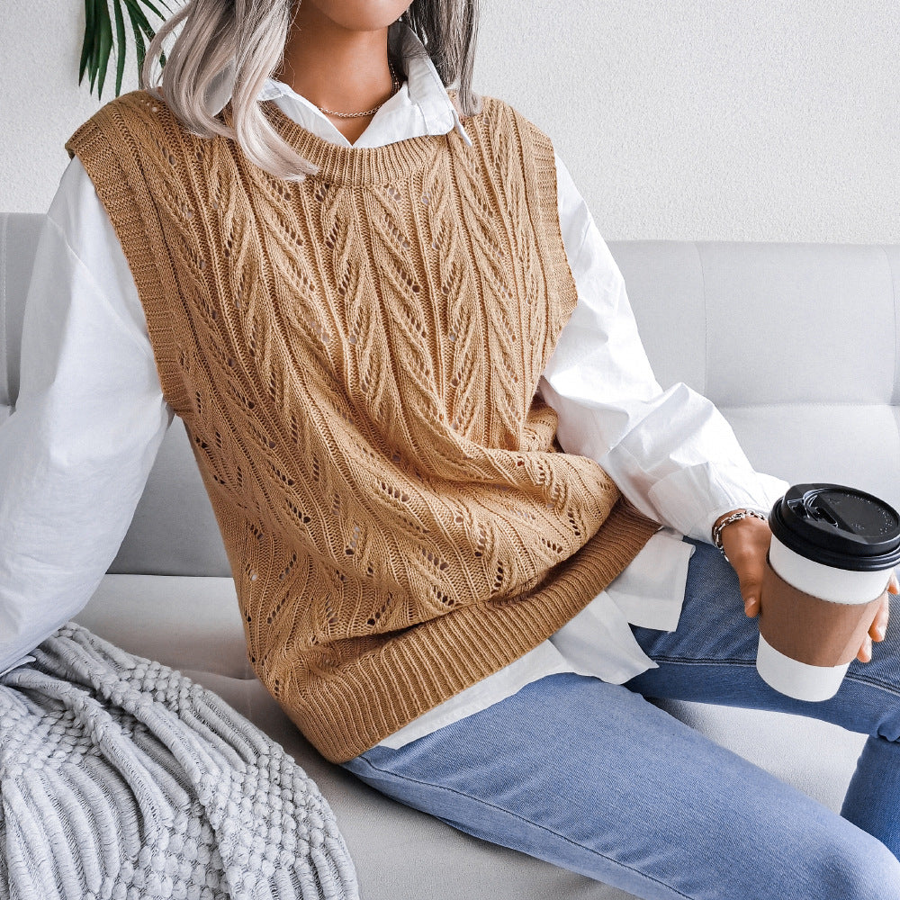 Hollow Leaf Casual Knitted Sweater, , women clothing, hollow-leaf-casual-knitted-sweater, , fairypeony