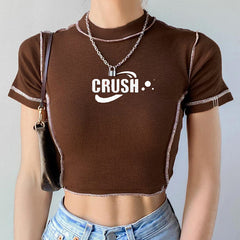 Stitch Detail Ribbed Crop Top - fairypeony