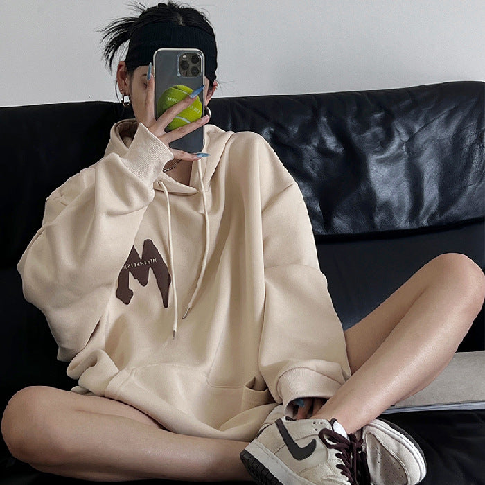 Logo Graphic Fleece Lined Hoodie - fairypeony