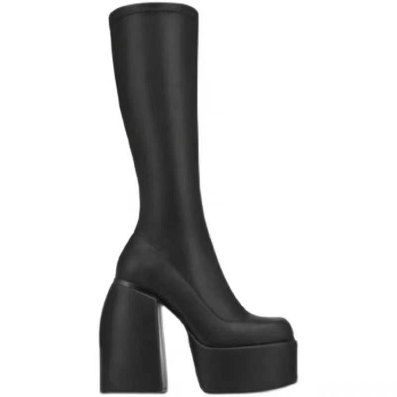 Thick Heels Chunky High Boots, , women clothing, thick-heels-chunky-high-boots, black, fairypeony