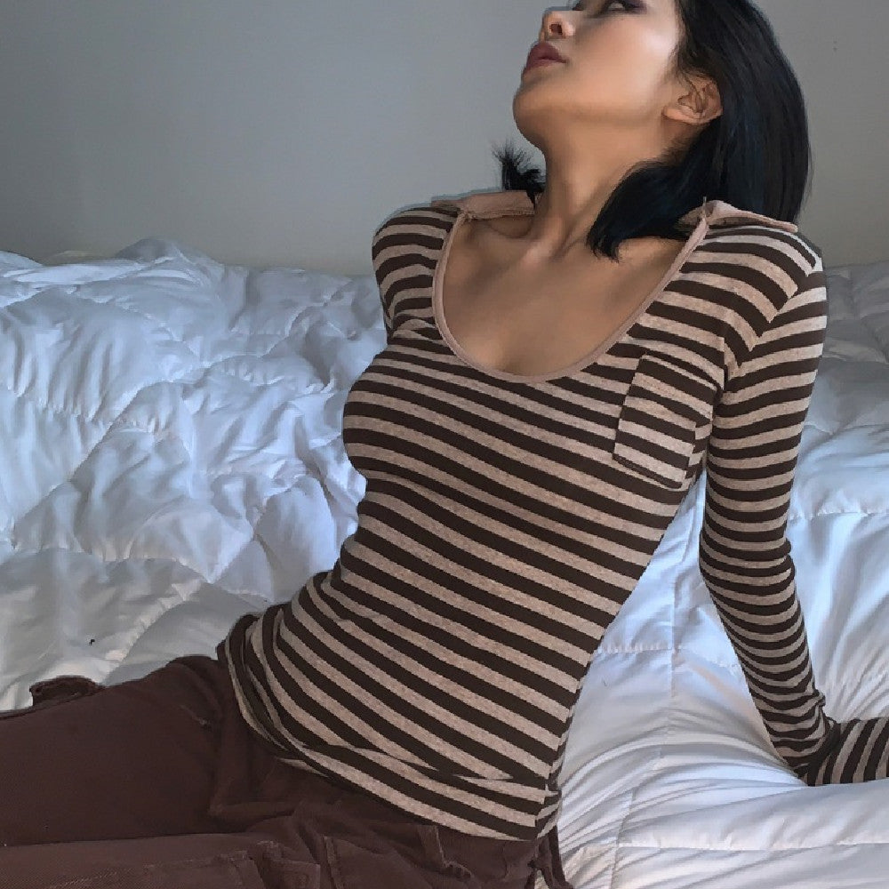 Vintage Striped Long Sleeve Tee - fairypeony