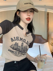 Vintage Logo Raglan Sleeve Crop Top - fairypeony