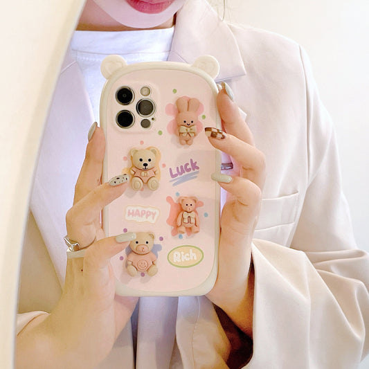 Dimensional Bear Phone Case, , women clothing, dimensional-bear-phone-case, bears, fairypeony