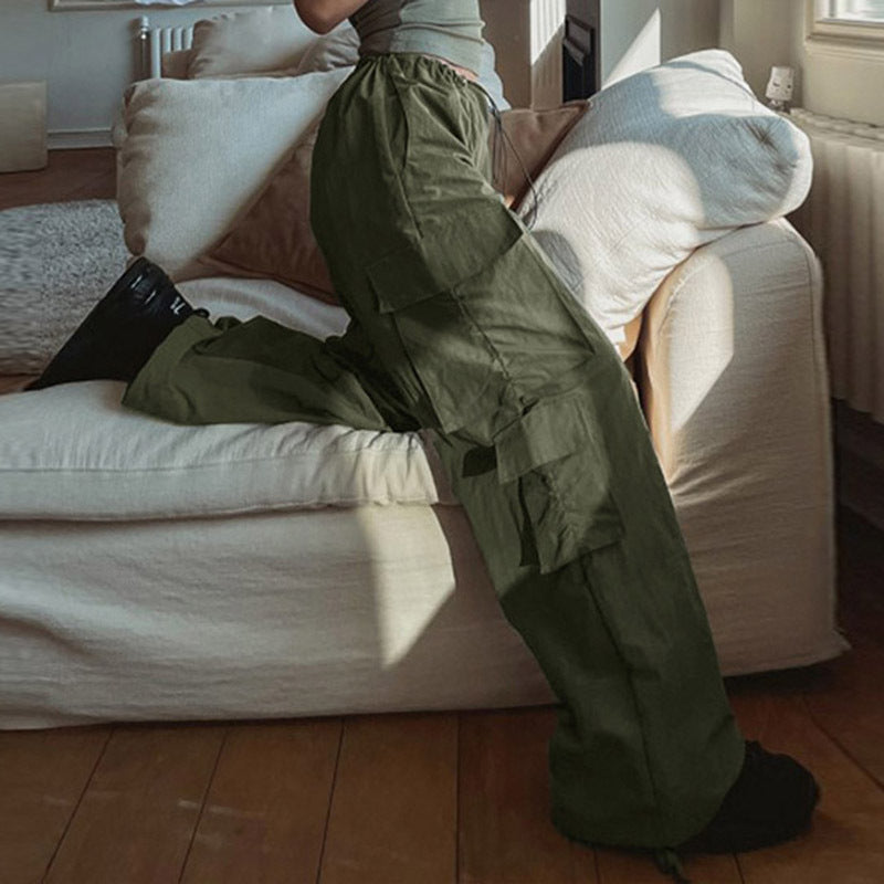 Ruched Parachute Baggy Cargo Pants - fairypeony
