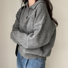 Pocket Crop Knit Sweater - fairypeony