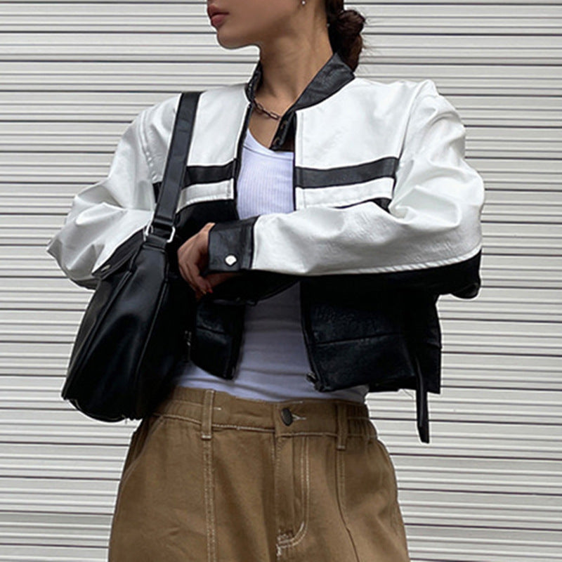 Cropped Pu Leather Jacket, , women clothing, cropped-pu-leather-jacket, , fairypeony