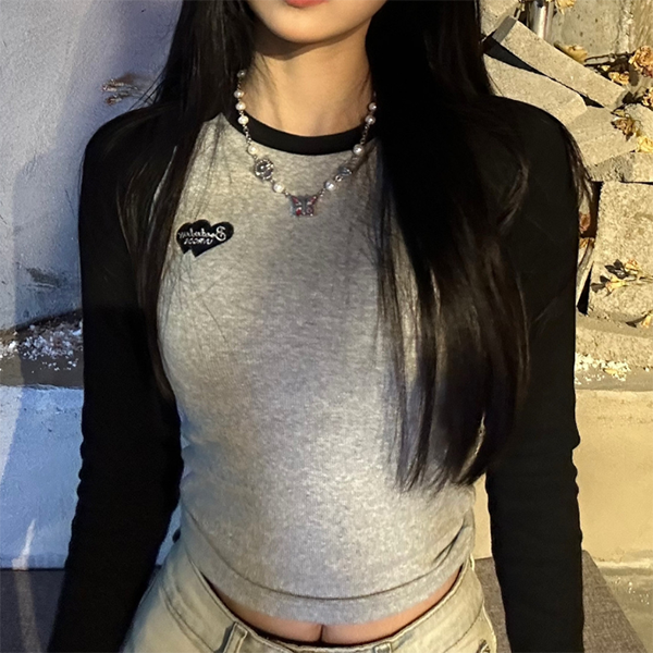 Embroidered Heart Logo Crop Top - fairypeony