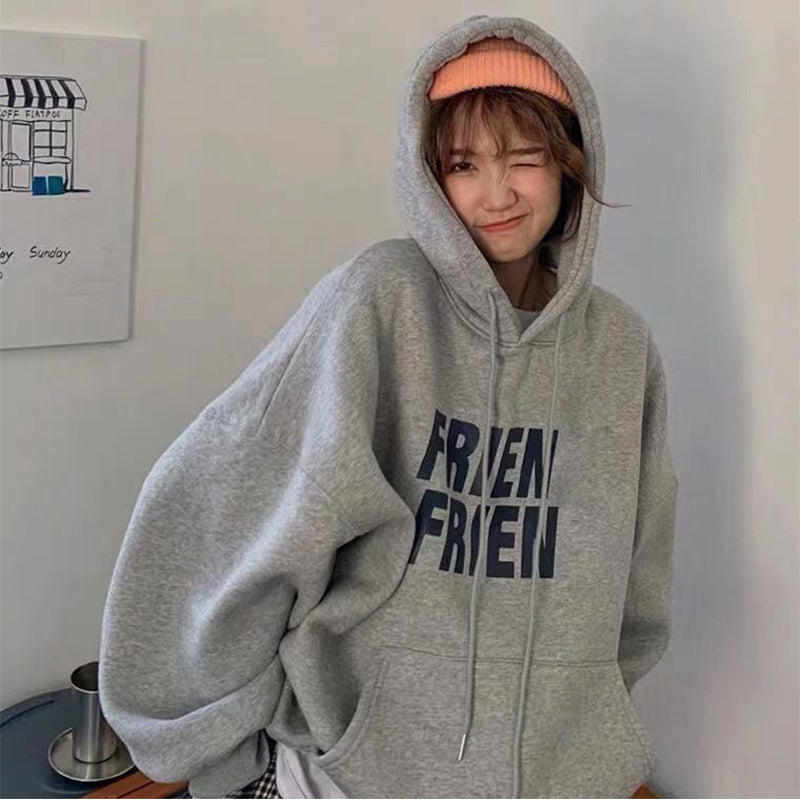 Fleece Lined Letter Graphic Hoodie, , women clothing, womens-fashion-personality-sweater-hooded-coat, , fairypeony