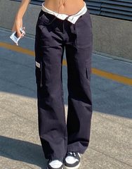 Folded Waist Pocket Cargo Pants, fairy peony, women clothing, folded-waist-pocket-cargo-pants, , fairypeony