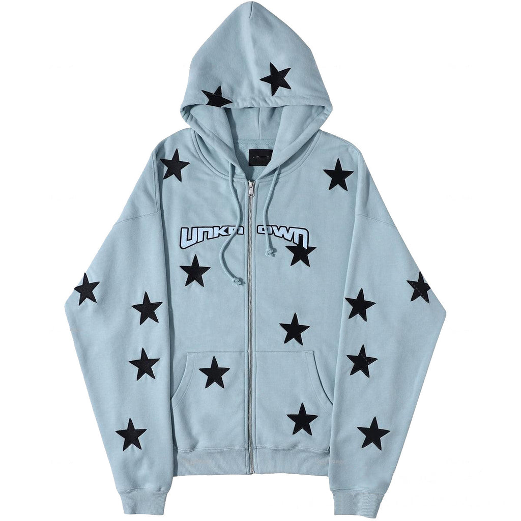 Logo Star Graphic Zip Up Hoodie, , women clothing, logo-star-graphic-zip-up-hoodie, , fairypeony