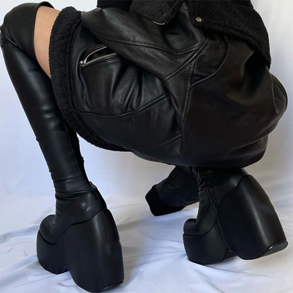 Muffin Heel Casual Side Zipper Boots - fairypeony