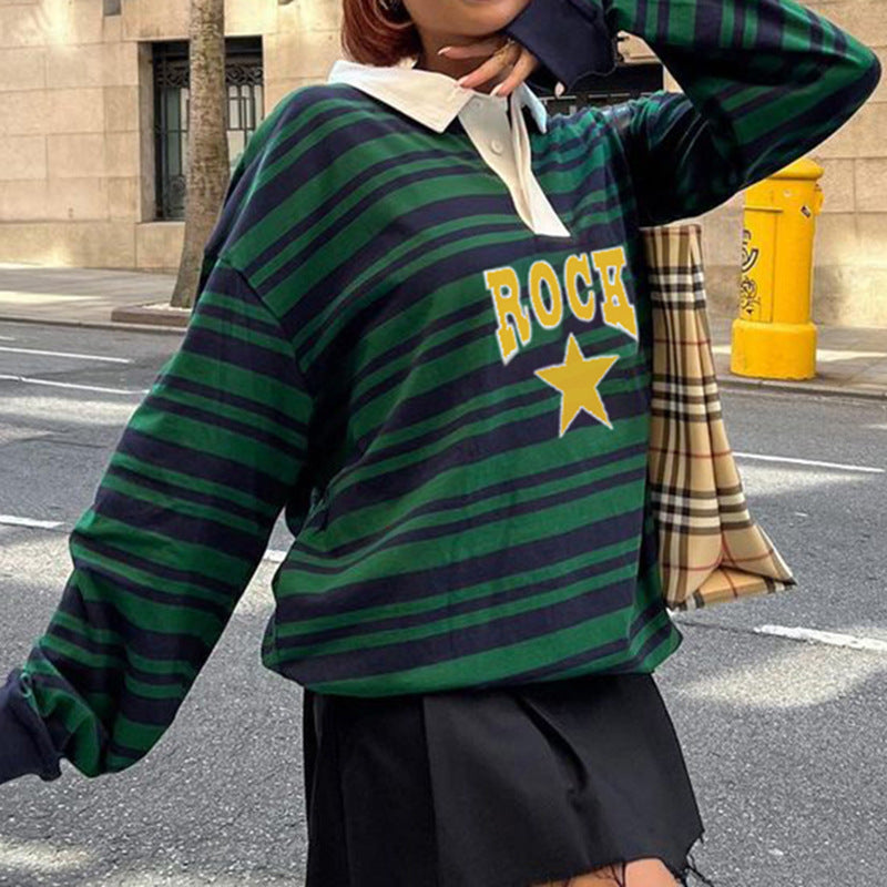 Vintage Rock Star Striped Sweatshirt - fairypeony