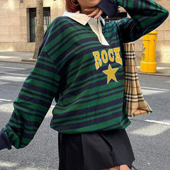 Vintage Rock Star Striped Sweatshirt - fairypeony