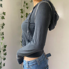 Sewing Thread Downtown Zip Up Hoodie - fairypeony