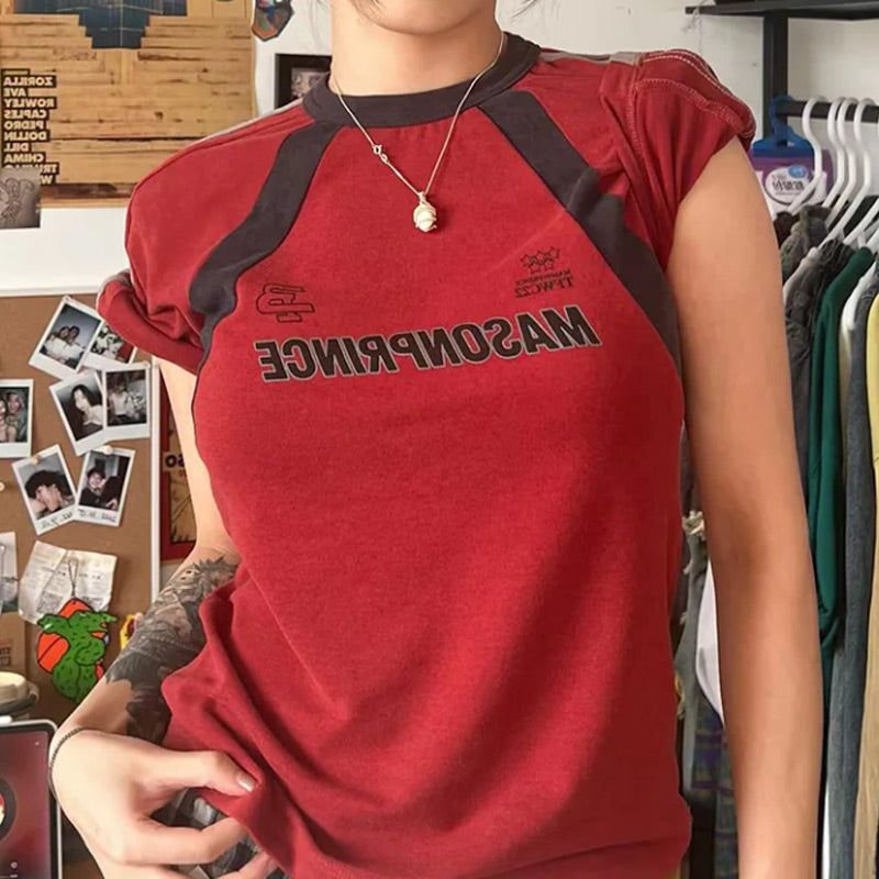 Patchwork Stripe Logo Short Sleeve Tee - fairypeony