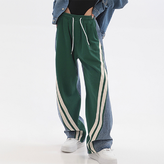 Patchwork Striped Baggy Boyfriend Jeans - fairypeony