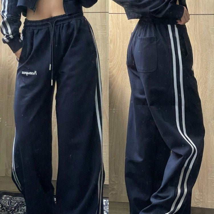 Piping Detail Baggy Sweatpants - fairypeony