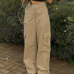 Pocket Patched Straight Cargo Jeans - fairypeony